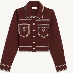 Topstitched Denim-Style Milano Cardigan